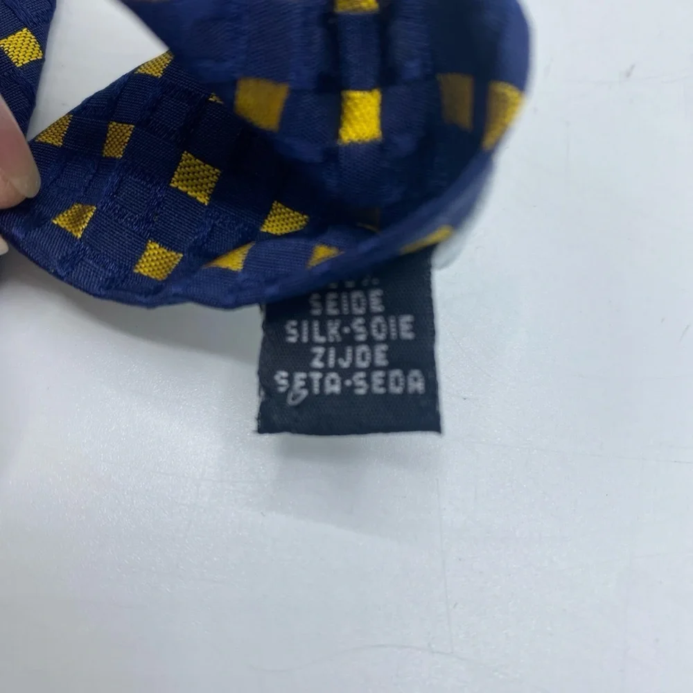 Harry & Sons Mens Vintage Italian Silk Blue Gold Tie Textured Diamond Italy